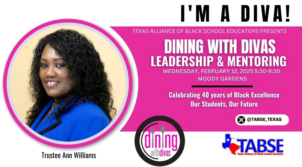 DWDivas14's tweet photo. Orchestrating educational excellence, Trustee Ann Williams merges business
expertise with student advocacy! From IT innovation to championing student
success, she revolutionizes education! Experience this visionary Diva at #DWD25!
@TABSE_Texas
Tickets: https://t.co/uMwKEdTWxn https://t.co/Q1o3N9h8w8