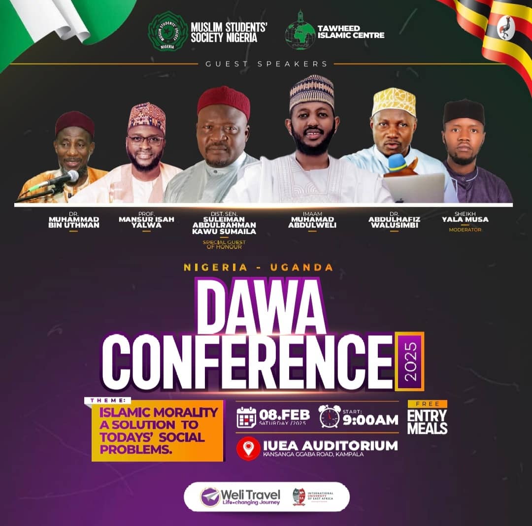 welitravel's tweet image. Strengthen your faith, deepen your knowledge! 
Join us tomorrow at the Uganda-Nigeria Da’wah Conference, proudly brought to you by @welitravel . 
Entry is FREE!
#WeliTravel #DawahConference #IslamicLearning