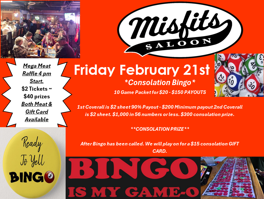 MisfitsSaloon's tweet photo. #SaveThisDate Mega Meat Raffle with Consolation Bingo https://t.co/mFadFgUxnu