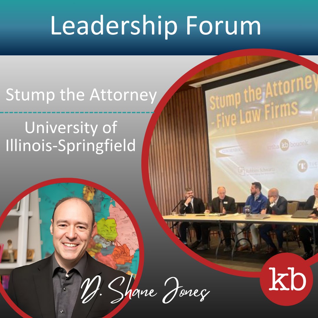 Kriha Boucek K-12 Education Law Attorneys (@krihabouceklaw) on Twitter photo Kriha Boucek is dedicated to leadership development. Last week <a href="/dshanejones/">D. Shane Jones</a> participated in the University of Illinois-Springfield's Educational Leadership Forum. Shane joined the afternoon Stump the Attorney Panel for the event.
Learn about the KB Team: loom.ly/dWiRDpw Kriha Boucek is dedicated to leadership development. Last week <a href="/dshanejones/">D. Shane Jones</a> participated in the University of Illinois-Springfield's Educational Leadership Forum. Shane joined the afternoon Stump the Attorney Panel for the event.
Learn about the KB Team: loom.ly/dWiRDpw