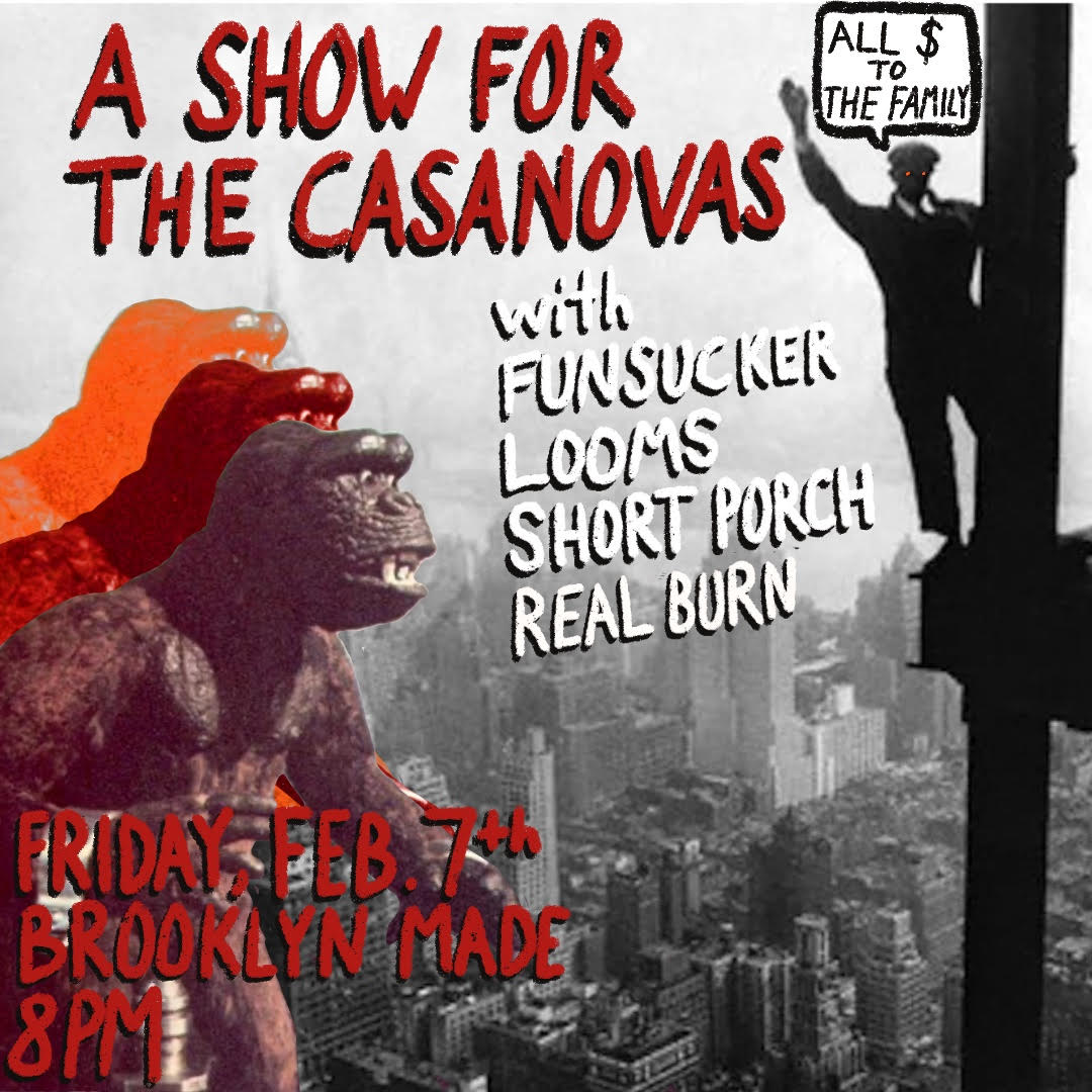 TONIGHT: Looms, Short Porch, funsucker, &amp; Real Burn at Brooklyn Made. Get your tickets now at the link in bio.