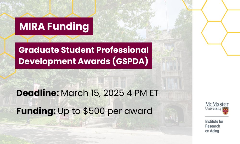 #FundingFriday Calling grad students working with MIRA researchers! Need funding for conferences, training or research activities? MIRA's Graduate Student Professional Development Award offers funding to support your academic and professional growth.Apply: ow.ly/EpYZ50UVGBL
