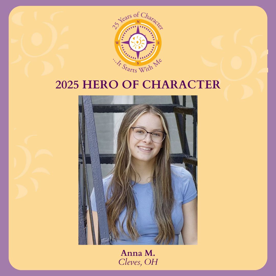 CharacterCincy's tweet image. Congratulations to Anna for being selected a 2025 Hero of Character. She will be honored at the 2025 Heroes of Character 25th Anniversary Celebration. For more information, please visit our website. charactercincinnati.org  #CharacterStartsWithMe