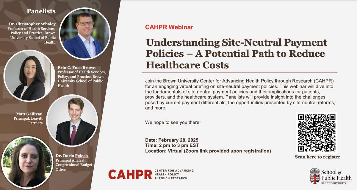 Webinar: Understanding Site-Neutral Payment Policies – A Potential Path to Reduce Healthcare Costs.

Date: February 28, 2025
Time: 2 pm to 3 pm EST
Location: Virtual (Zoom link provided upon registration)

Click here to register lnkd.in/e56TaNg7

We hope to see you there!