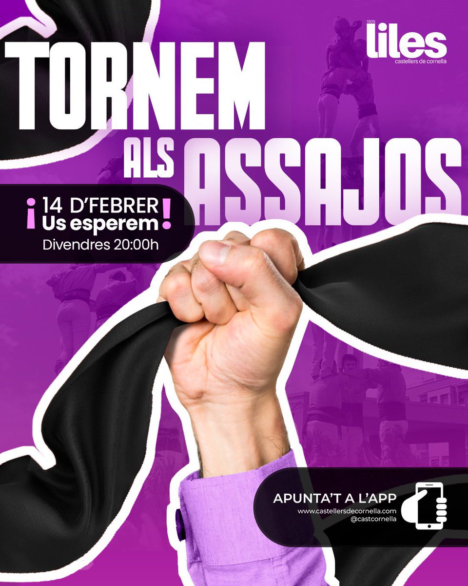 CastCornella's tweet photo. Comença el compte enrere⏳

En una setmana treiem la faixa de l’armari i tornem a omplir el local de Lila💜 https://t.co/VE9RnLt9jB