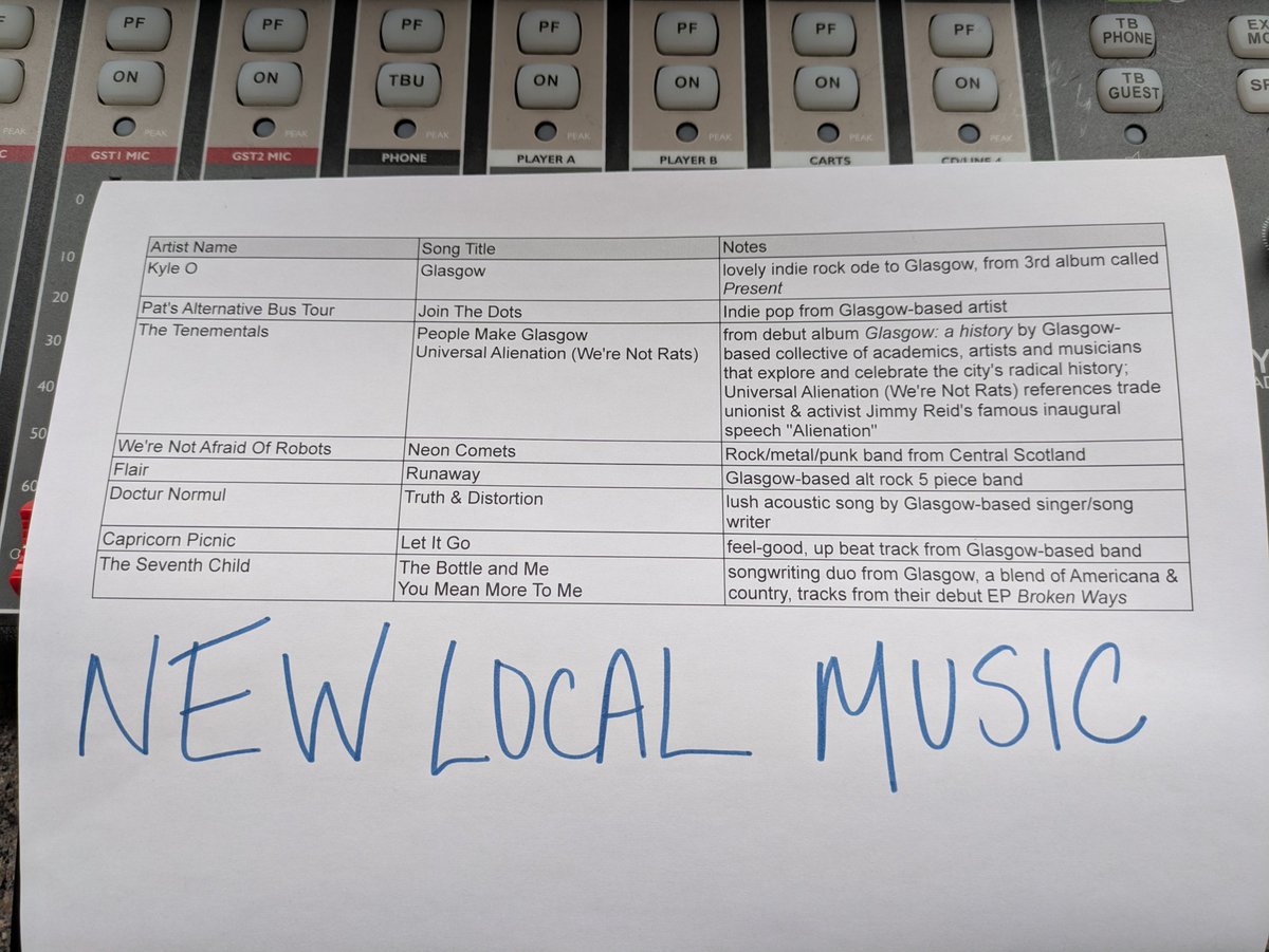 SunnyGRadio's tweet photo. There's been some cracking new local music added to our library lately!

Kyle O
@PatsBus 
The Tenementals
@NotScaredOfRobo 
Flair
@Doctur_Normul 
Capricorn Picnic
The Seventh Child

Be sure to listen and check it out!

Want to submit music too?
https://t.co/FHsahDNQV9 https://t.co/9t1AoAMaRG
