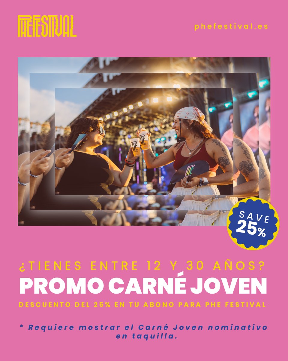 ¡La juventud BAILA con DESCUENTO! 🎉

Si tienes entre 12 y 30 años y el Carné Joven, disfruta de un 25% en tu abono para PHE 2025✌️

🎟️ Selecciona el descuento en Tickety.es

📍 Muestra tu Carné Joven en taquilla

¿Aún no lo tienes? 💛 Solicítalo en <a href="/CarneJovenCan/">Carné Joven Europeo en Canarias</a>