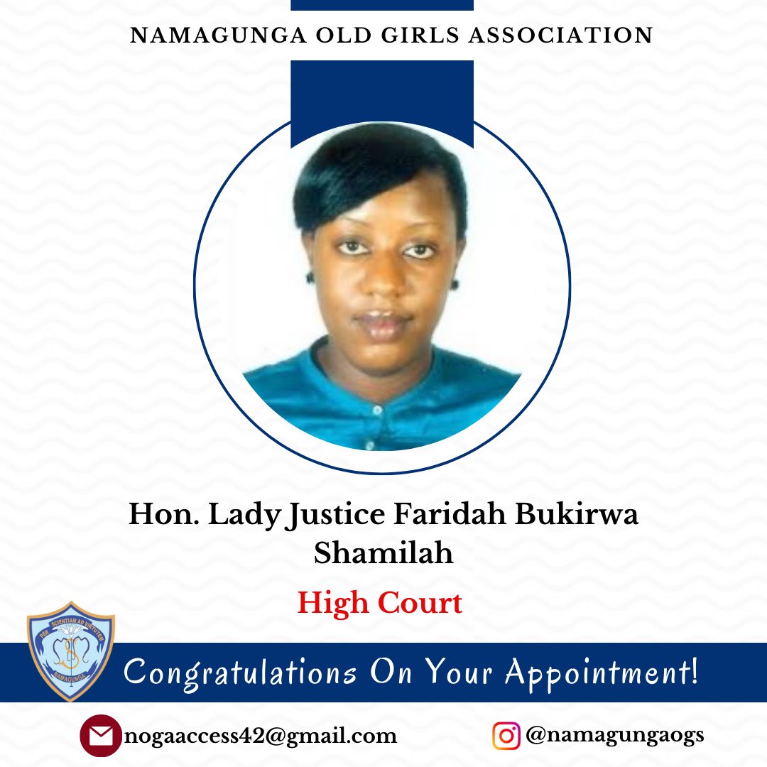 We congratulate Hon. Lady Justice Cornelia Kakooza Sabiiti and Hon. Lady Justice Faridah Bukirwa on your appointments. We celebrate the dedication you’ve shown on your way to this achievement and wish you the best of luck.