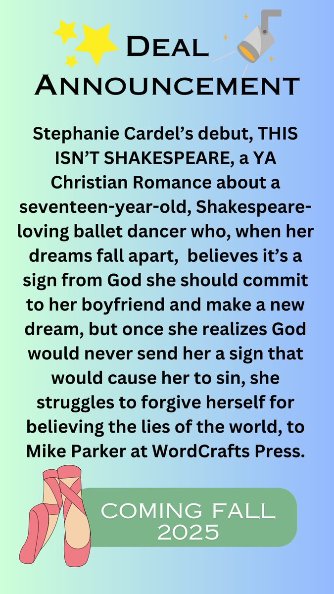 Stephanie Cardel (closed to queries) (@stephaniecardel) on Twitter photo Also excited to announce my own book deal. It's been on submissions forever. Started out as a secular book and morphed into a Christian book that has some heavy issues that Christian publishers wouldn't touch--until now. Many thanks <a href="/WordCraftsPress/">WordCrafts Press</a> #YA #kidlit #writercommunity Also excited to announce my own book deal. It's been on submissions forever. Started out as a secular book and morphed into a Christian book that has some heavy issues that Christian publishers wouldn't touch--until now. Many thanks <a href="/WordCraftsPress/">WordCrafts Press</a> #YA #kidlit #writercommunity