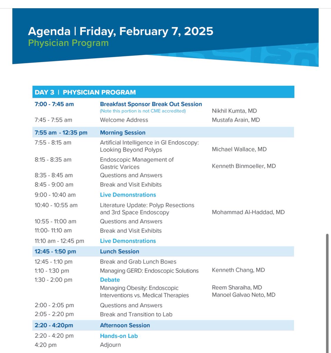 MN_GIMD's tweet image. Finally made it to #OLE2025 Day 2 @AdventHealthCFL 

Session 1 Live Demonstrations w/ an all star panel moderating &amp;amp; phenomenal endoscopists at play @DrHasan_Orlando @BilalMohammadMD @SChandanMD @JessWidmer3 @ReemSharaiha @DennisYangMD @MuzaffarAkbar #UzmaSiddiqui…