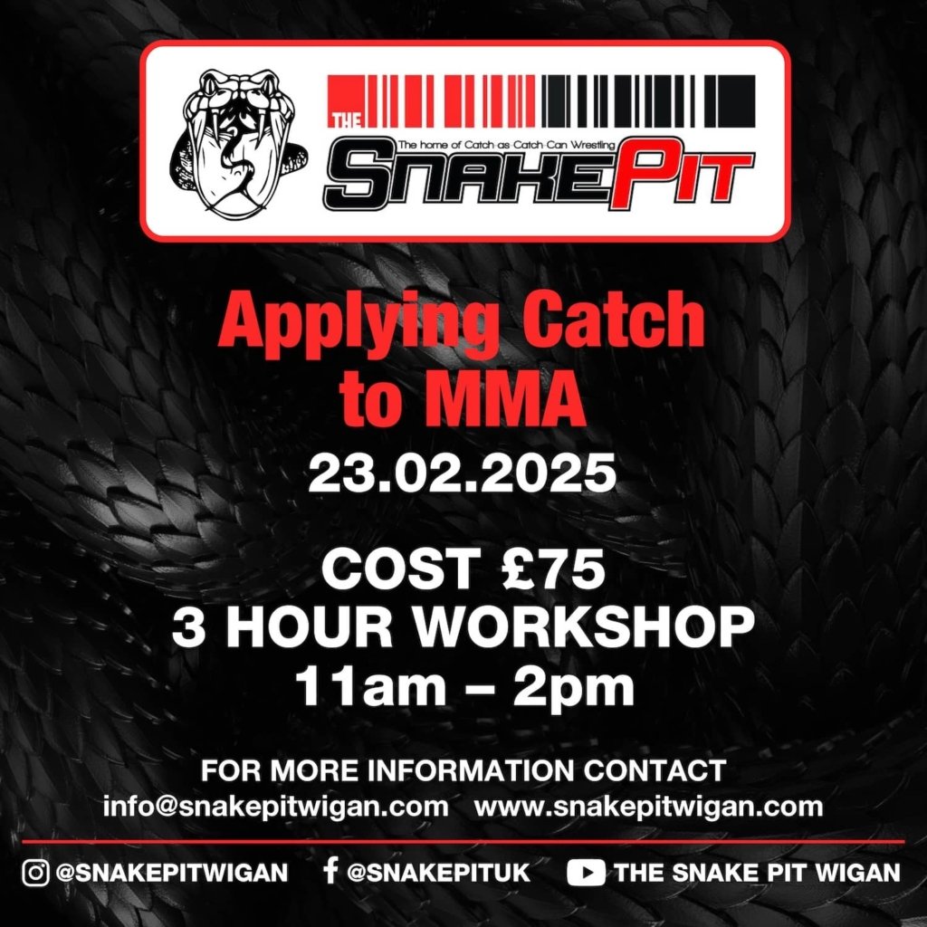 Catch Wrestling for MMA!

Be ahead of the game and learn catch wrestling tricks to keep yourself in a dominant position, and submit your opponent 👊

Don't miss out on this event

You can book online at

snakepitwigan.com/shop/target-wo…