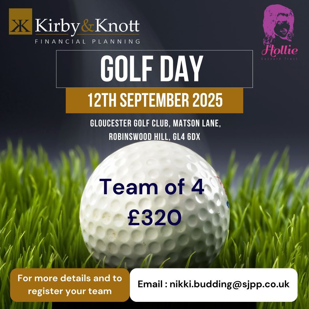 Hollie Gazzard Trust (@holliegazzardt) on Twitter photo ποΈβ³ One for the golf enthusiasts!
We are pleased to share details of the charity Golf Day, organised by the brilliant team at Kirby & Knott. π
Fri 12 Sept at Gloucester Golf Club. A team of 4 costs Β£320, to confirm your team please email nikki.budding@sjpp.co.uk π ποΈβ³ One for the golf enthusiasts!
We are pleased to share details of the charity Golf Day, organised by the brilliant team at Kirby & Knott. π
Fri 12 Sept at Gloucester Golf Club. A team of 4 costs Β£320, to confirm your team please email nikki.budding@sjpp.co.uk π
