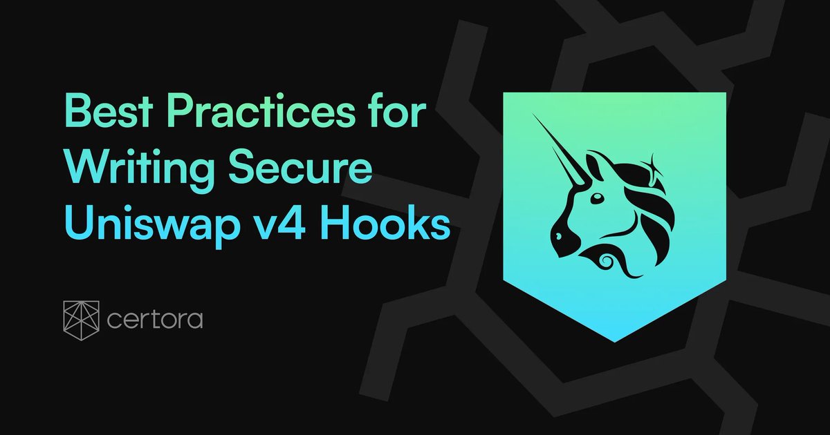 🔐 Writing Secure Uniswap v4 Hooks

For teams building on <a href="/Uniswap/">Uniswap Labs 🦄</a> v4, here’s how to avoid critical risks ⬇️