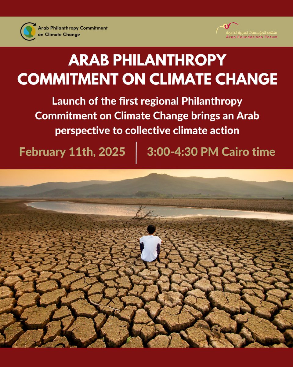 Join us on Feb 11, 2025for a 90-min webinar on the Arab Philanthropy Commitment on Climate Change (APCCC) launched at #COP29.  

🕗 3:00–4:30 PM Cairo Time (EET)

Register here: bit.ly/4htmNzL