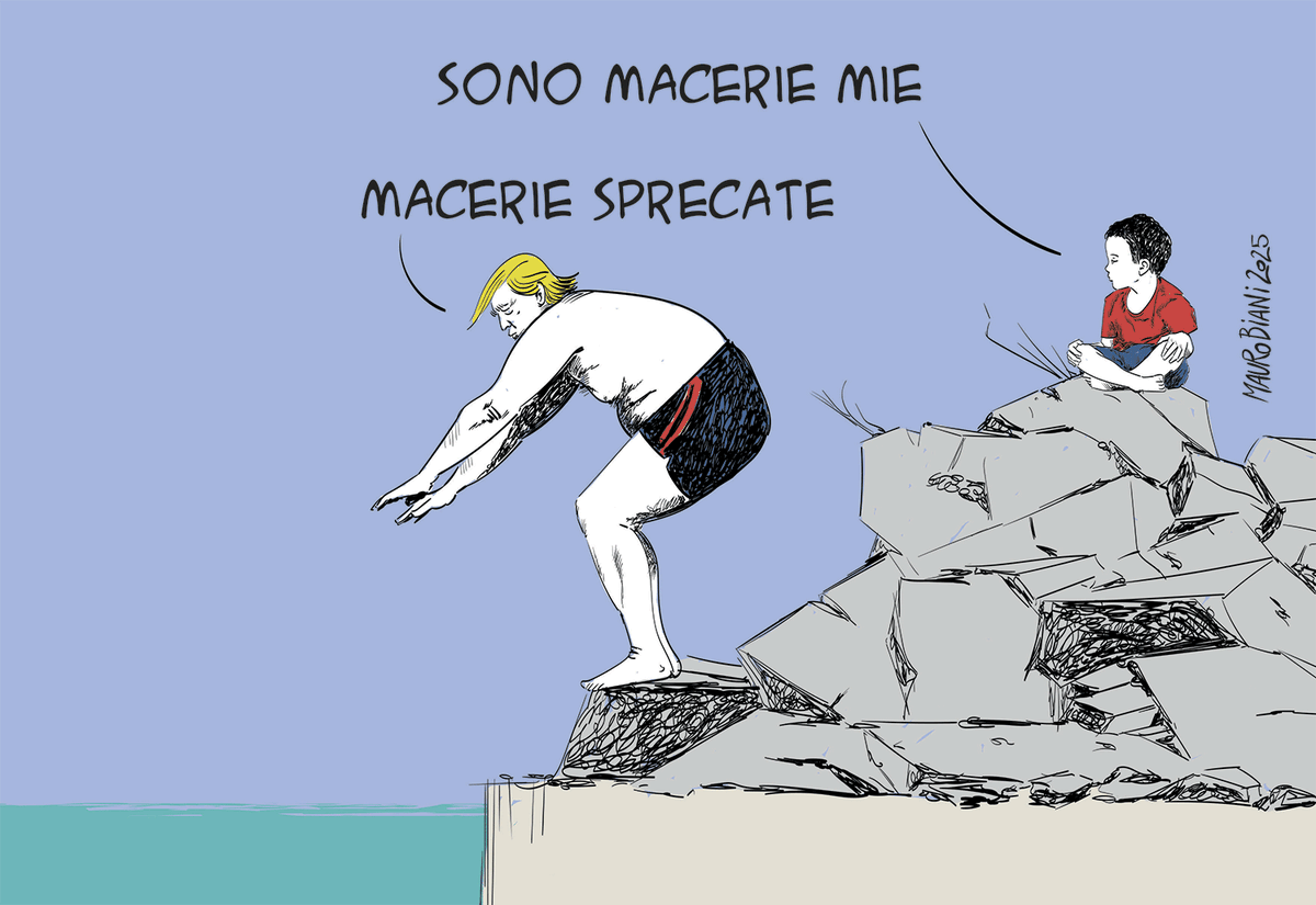 Mauro Biani (@maurobiani) on Twitter photo #Gaza #Trump #Riviera
Sparale sempre più grosse e ripetile, ripetile, ripetile, qualcosa resterà.
Sono macerie mie.
Oggi su <a href="/repubblica/">Repubblica</a> #Gaza #Trump #Riviera
Sparale sempre più grosse e ripetile, ripetile, ripetile, qualcosa resterà.
Sono macerie mie.
Oggi su <a href="/repubblica/">Repubblica</a>
