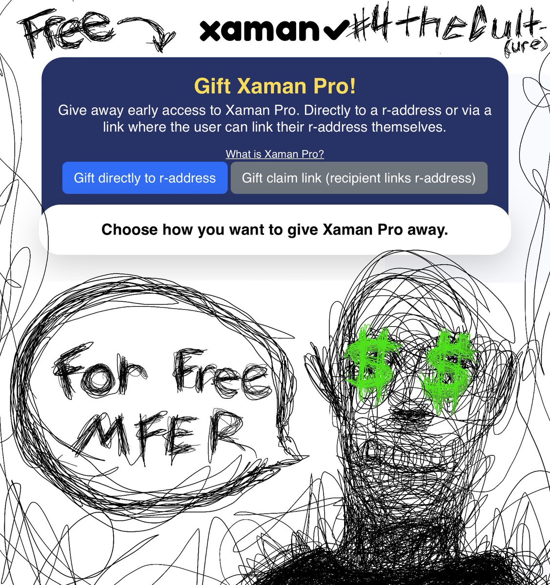 Mojica Art ✍️ (@mojicaartxrp) on Twitter photo I’ve been seeing a lot of heartfelt posts about Xaman Wallet‘s transaction fees.. I hear you, I feel you. So I want to help out my community by GIFTING ONE LUCKY COMMUNITY MEMBER XAMAN PRO FOR FREE!! 🤑🚀
Rules👀
Follow -> <a href="/themojicaheads/">Now @ MojicaArtXRP</a> ✅
Like, Repost, & tag (3) friends! ✅ I’ve been seeing a lot of heartfelt posts about Xaman Wallet‘s transaction fees.. I hear you, I feel you. So I want to help out my community by GIFTING ONE LUCKY COMMUNITY MEMBER XAMAN PRO FOR FREE!! 🤑🚀
Rules👀
Follow -> <a href="/themojicaheads/">Now @ MojicaArtXRP</a> ✅
Like, Repost, & tag (3) friends! ✅