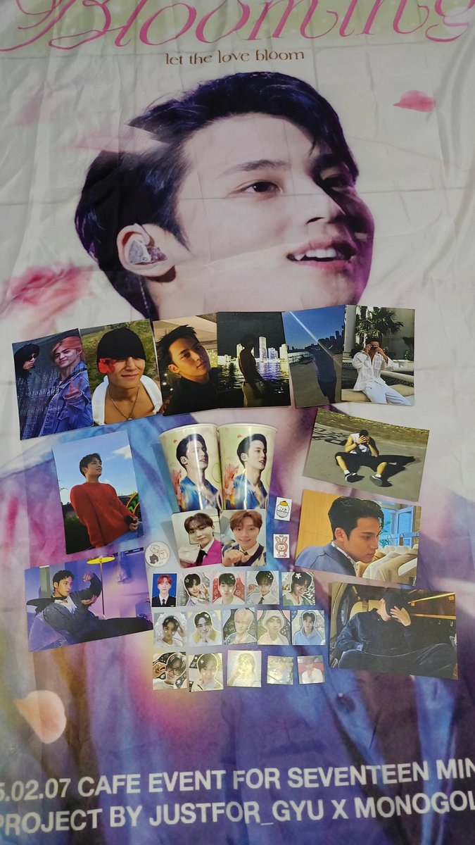 Makasii ka icaa <a href="/justfor_gyu/">icaa🌻</a> udh bikin event b'day mingyu yang super cantik💖 pulang-pulang dikasih pc official sama printilannya😭😭 makasih juga buat temen-temen semuanya