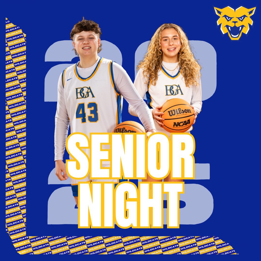 SENIOR NIGHT for these two! They will be recognized in between the girls and boys game. Come support the Wildcats for the last regular season home game💙💛

🆚 Columbia Academy
⌚️ JV - 3:30 | Varsity - 6:00 PM
📍BGA Cherry Gym
🎟️ gofan.co/event/2186567

#ConquerandPrevail