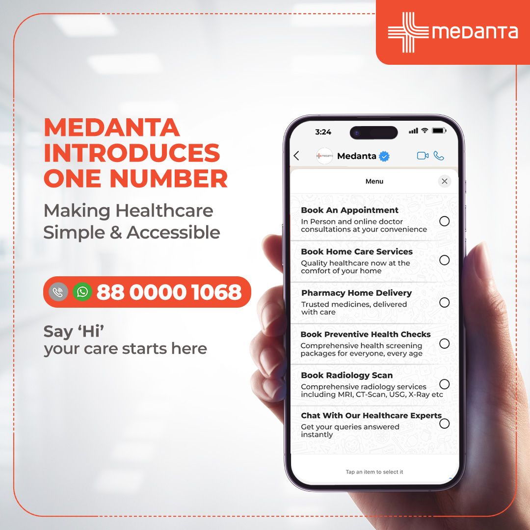 medanta's tweet image. Medanta introduces one number for all your healthcare needs.

WhatsApp or Call us at 88 0000 1068 to access a range of services. 

#Medanta #HealthcareSimplified #OneNumber #HealthAtYourFingertips
