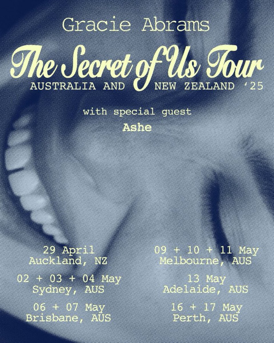 ashe será la telonera para los shows de australia y nueva zelanda 🩵