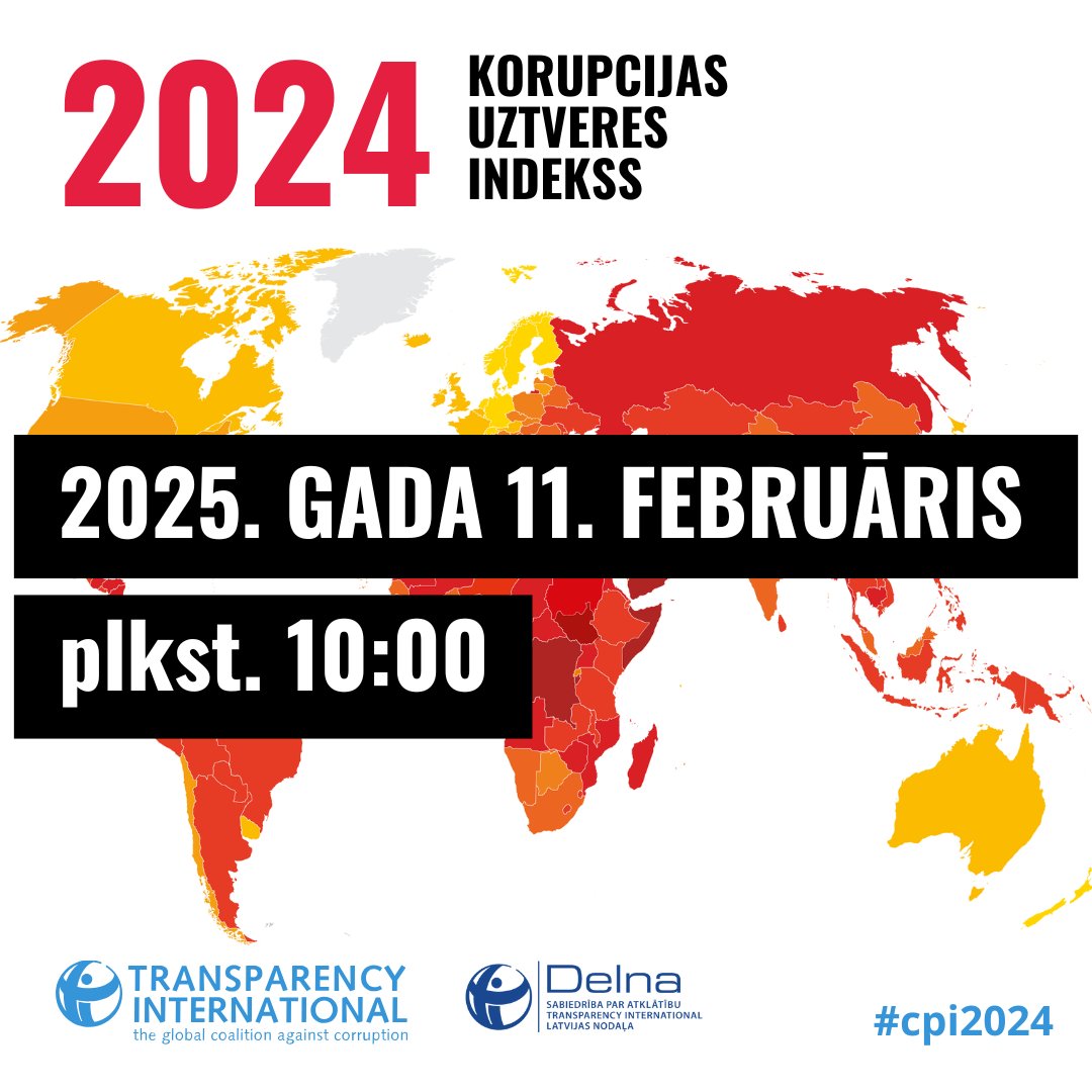 11. februārī Delnas direktore <a href="/TaurinaInese/">Inese Taurina 🇺🇦</a> skaidros Latvijas rādītāju KORUPCIJAS UZTVERES INDEKSĀ.
<a href="/VKontrole/">Valsts kontrole 🇱🇻 🇺🇦</a> sniegs revīzijās balstītu vērtējumu par Latvijas rādītāju. <a href="/evitagosa/">Evita Gosa 🇱🇻🇪🇺🇺🇦</a> aktualizēs darāmos darbus, lai valsts ilgtspējīgi attīstītos delna.lv/lv/2025/01/28/…
#SIF_NVOfonds