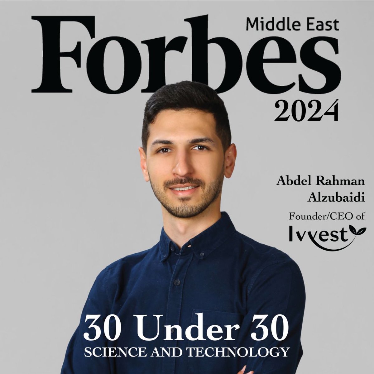 نفخر بتقديم المدير التنفيذي عبد الرحمن الزبيدي  في فوربس الشرق الأوسط من الكفاءات تحت سن 30 في العلوم والتكنولوجيا لعام 2024! 🎉

يعكس هذا الاعتراف العمل الشاق وراء Ivvest ومهمتنا لتطوير حلول زراعية داخلية عالية الكفاءة وجعلها في ميدان الوصول إليها من خلال نموذج زراعي مميز.
