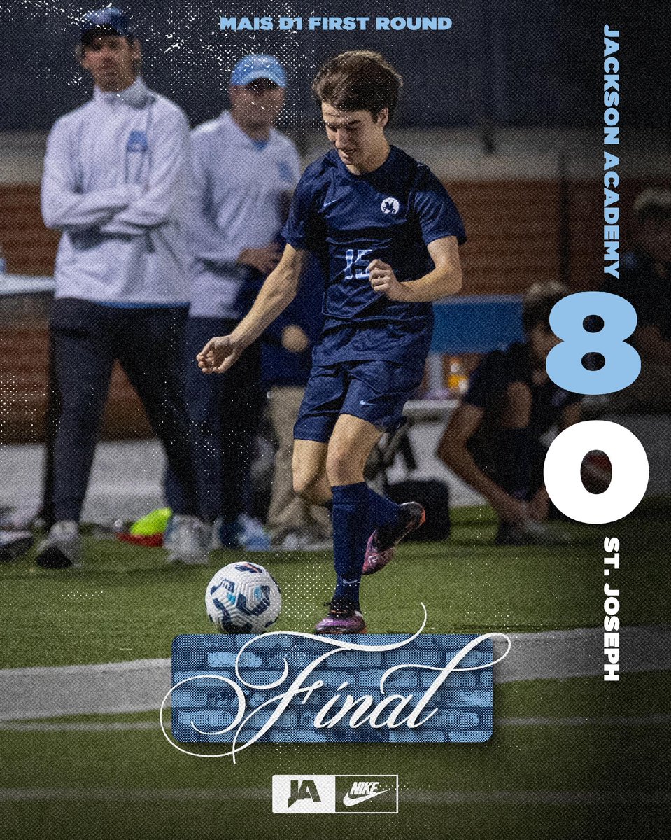 JA began their postseason run at another State Title with a convincing 8-0 shutout of St. Joseph.

Record:16-3-1

G:Ben Jones(3), John Travelstead(3), Steven Hederman, Graves Haraway
A: Rhodes Robinson (2), B.Jones, Sam Cox, Graves Haraway, Anderson Abide, Rett Robinson

#WeAreJA