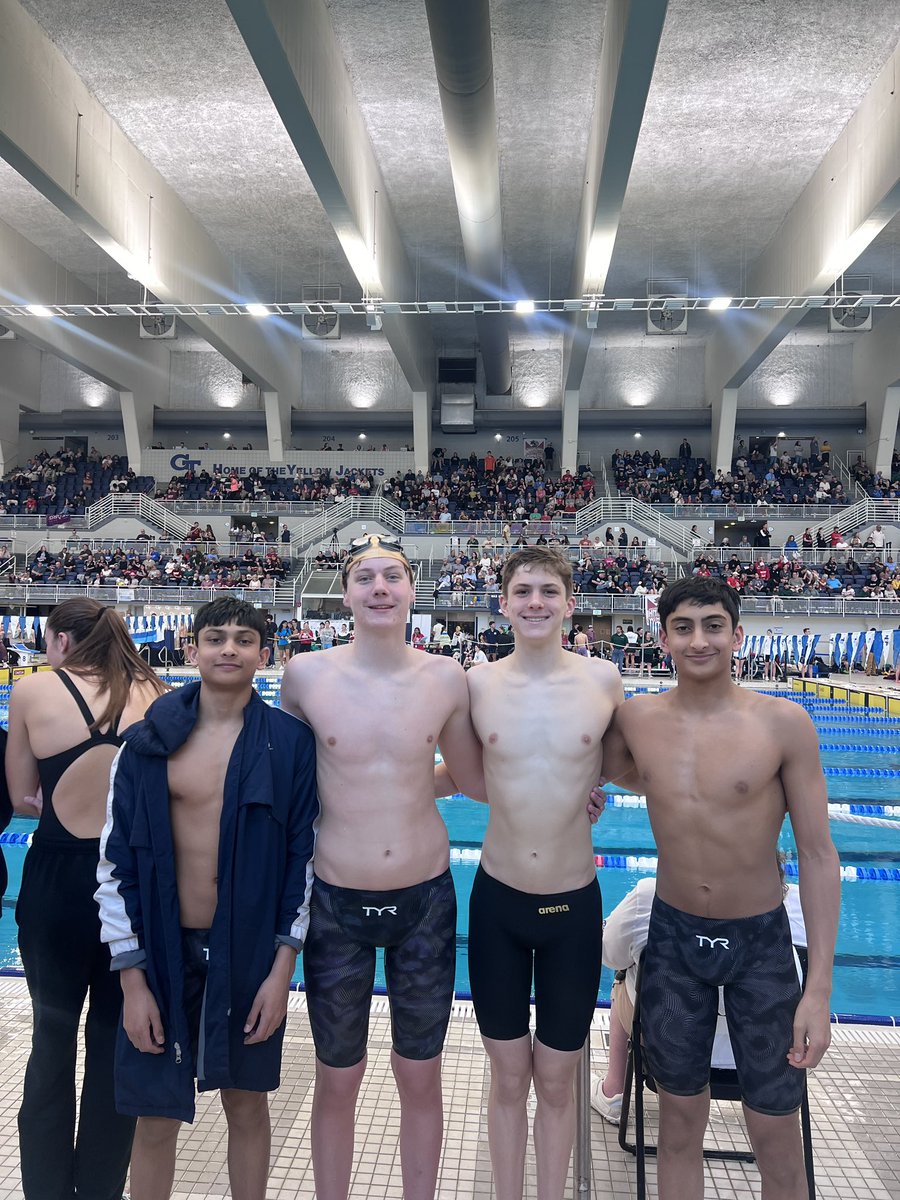 New School Record ALERT!! Boys 200 Medley Relay with a time of 1:39.38 - congrats Joseph Rhine, Nakul Karumbiah, Crenshaw Halbach, &amp; Vidur Karumbiah #titantide #titanpride