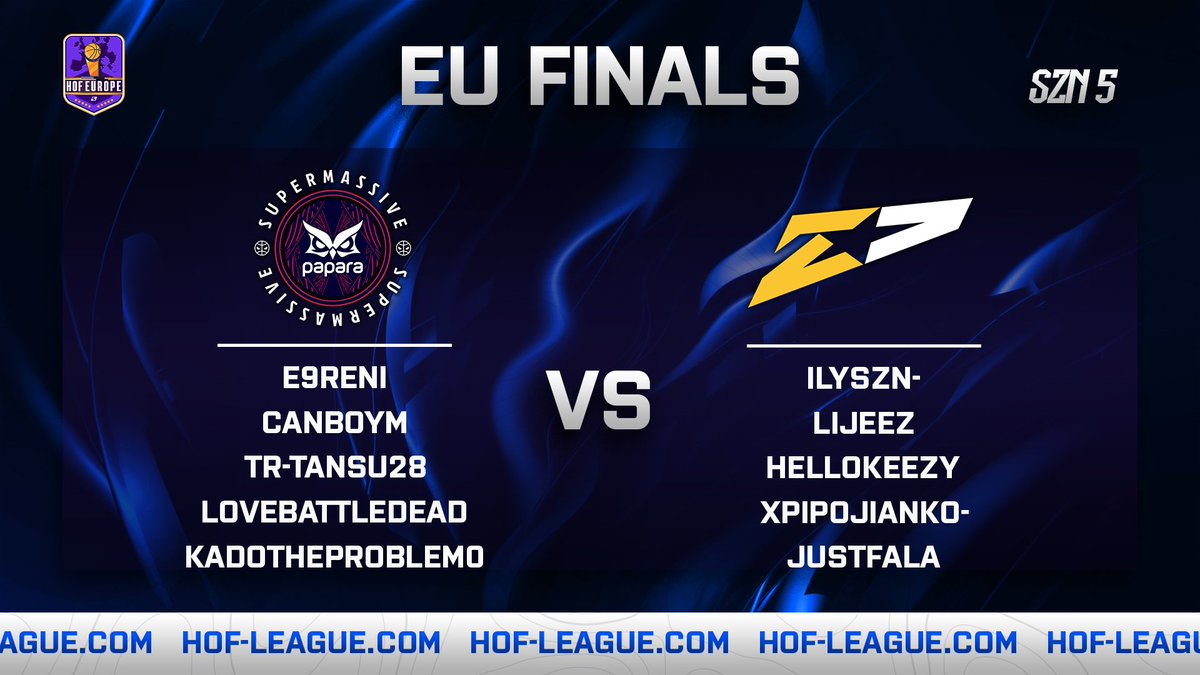 HOF World (@hofworld2k) on Twitter photo 🏆 HOF EU SEASON 4 FINALS
Time: 22:45 CET
Stream: twitch.tv/jianko
<a href="/supmassgg/">Papara SuperMassive</a>
<a href="/Eren_2K/">E9REN</a>
<a href="/CanBoym2k/">CanBoym</a>
<a href="/TR_Tansu28/">TR-Tansu28 🇹🇷</a>
<a href="/BirkanCengir/">LOVEBattleDeaD</a>
<a href="/Kado_2K/">Kado_2K 🇹🇷</a>
VS
<a href="/TwentyStars2K/">TwentyStars2k</a>
<a href="/IlySZN_/">IlySZN</a>
<a href="/Lijeez1/">Lijeez</a>
<a href="/vkeezy2k/">keezy</a>
<a href="/xpipotato/">20s xpipotato😈🇮🇹</a>
<a href="/JustFala_/">Fala</a> 🏆 HOF EU SEASON 4 FINALS
Time: 22:45 CET
Stream: twitch.tv/jianko
<a href="/supmassgg/">Papara SuperMassive</a>
<a href="/Eren_2K/">E9REN</a>
<a href="/CanBoym2k/">CanBoym</a>
<a href="/TR_Tansu28/">TR-Tansu28 🇹🇷</a>
<a href="/BirkanCengir/">LOVEBattleDeaD</a>
<a href="/Kado_2K/">Kado_2K 🇹🇷</a>
VS
<a href="/TwentyStars2K/">TwentyStars2k</a>
<a href="/IlySZN_/">IlySZN</a>
<a href="/Lijeez1/">Lijeez</a>
<a href="/vkeezy2k/">keezy</a>
<a href="/xpipotato/">20s xpipotato😈🇮🇹</a>
<a href="/JustFala_/">Fala</a>
