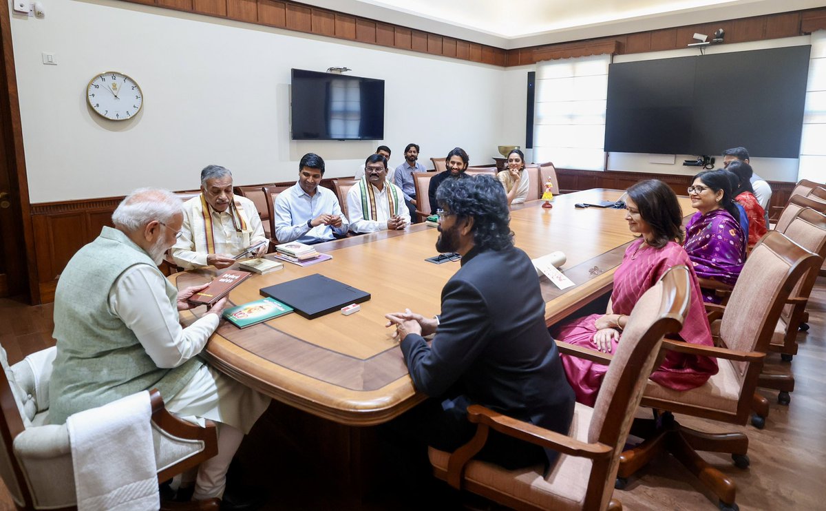 chaitanya akkineni (@chay_akkineni) on Twitter photo Profoundly thankful to Hon'ble Prime Minister <a href="/narendramodi/">Narendra Modi</a> ji for today's meeting at Parliament House. It was an honor to present 'Akkineni Ka Virat Vyaktitva' by Padma Bhushan awardee Dr.
Yarlagadda Lakshmi Prasad, a tribute to my grandfather ANR garu's cinematic heritage. Profoundly thankful to Hon'ble Prime Minister <a href="/narendramodi/">Narendra Modi</a> ji for today's meeting at Parliament House. It was an honor to present 'Akkineni Ka Virat Vyaktitva' by Padma Bhushan awardee Dr.
Yarlagadda Lakshmi Prasad, a tribute to my grandfather ANR garu's cinematic heritage.