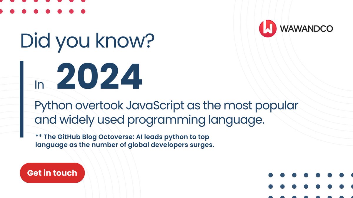 wawandco's tweet photo. #Python at its peak! ⛰️ While JavaScript and TypeScript hold top spots, the rise of #AI has made Python a top choice for developers in machine learning, data science and automation.

Are you team Python? Let us know!

#DidYouKnow #TechTrends https://t.co/DmTpGU1VDL
