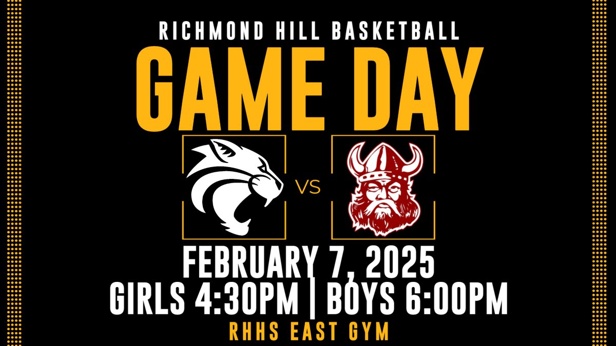 RHHS Basketball (@rhhsbasketball_) on Twitter photo It's game day, Wildcats!! Let's get a big crowd tonight for the last regular season home game! Show up and be loud! Girls start at 4:30, Boys follow at 6:00!
<a href="/BballRhhs/">RHHS Girls BBall</a> <a href="/athletics_rhhs/">Richmond Hill Wildcats Athletics</a>
#BTH
Tickets - gofan.co/event/1973974?… It's game day, Wildcats!! Let's get a big crowd tonight for the last regular season home game! Show up and be loud! Girls start at 4:30, Boys follow at 6:00!
<a href="/BballRhhs/">RHHS Girls BBall</a> <a href="/athletics_rhhs/">Richmond Hill Wildcats Athletics</a>
#BTH
Tickets - gofan.co/event/1973974?…