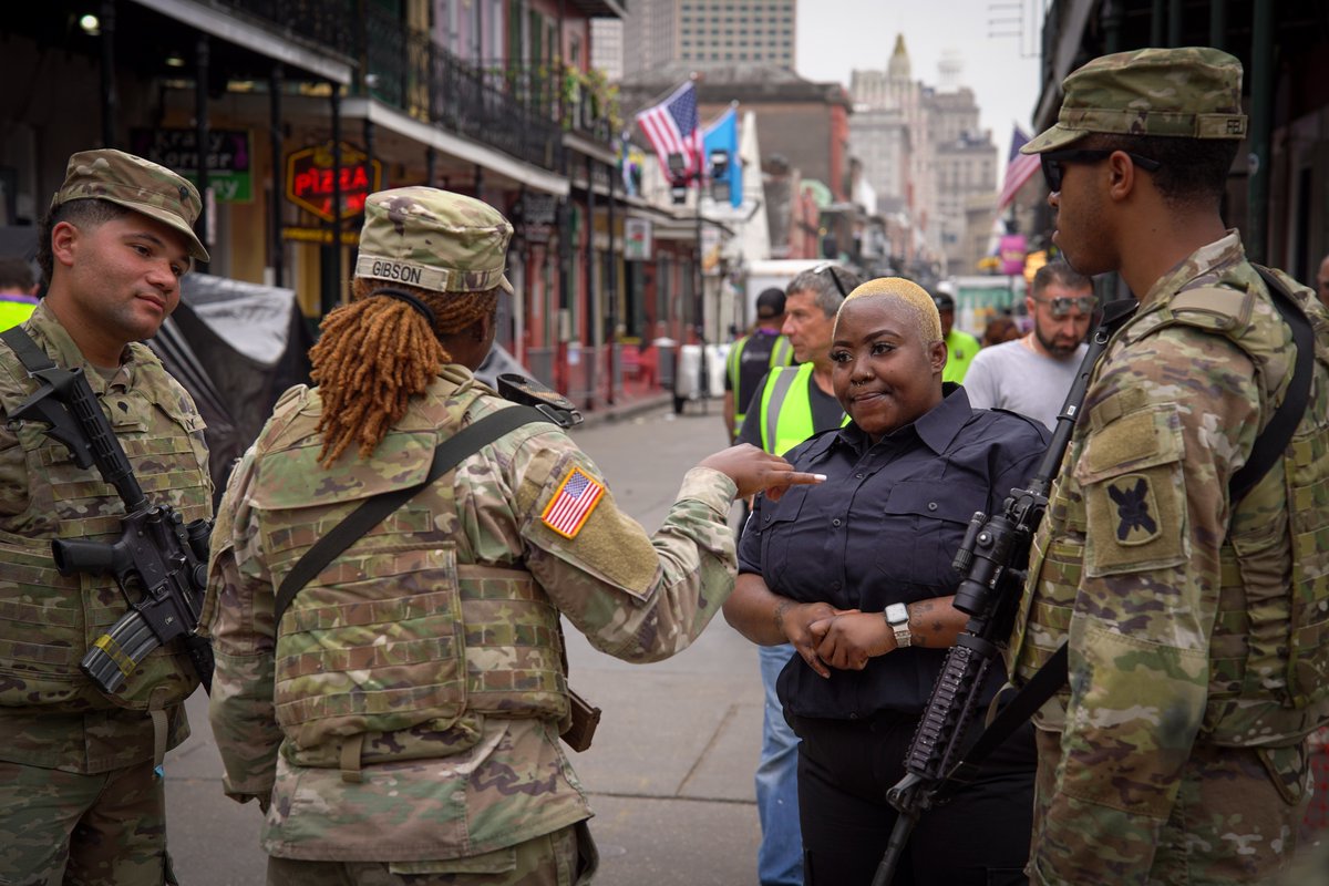 Louisiana National Guard Soldiers and Airmen are diligently supporting security operations in the French Quarter during Super Bowl LIX.