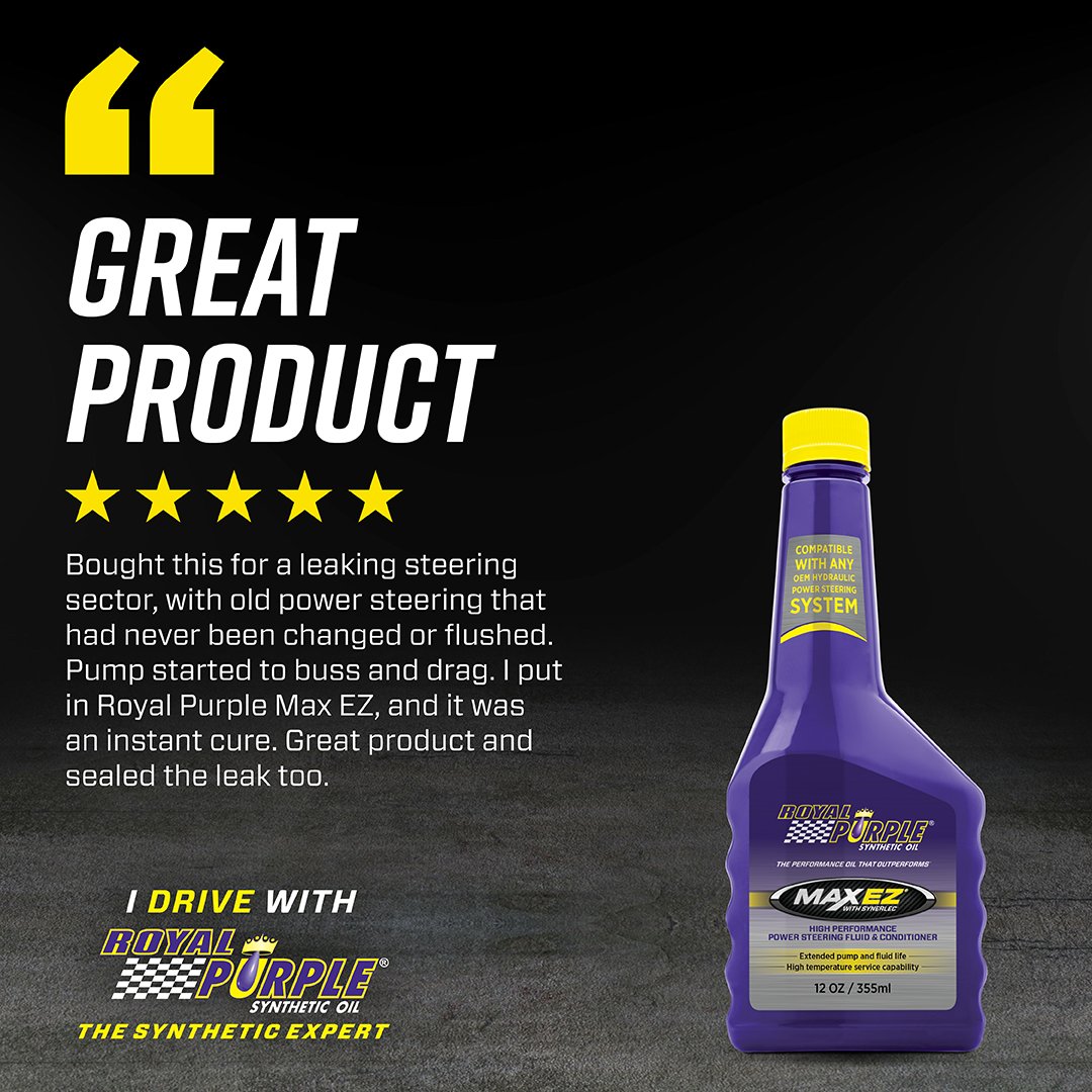 Royal_Purple's tweet photo. Steer smoother with Max EZ®! 🚗💨 Designed to extend power steering life, reduce pump noise &amp; protect against wear—even in extreme conditions. 💪 Experience the difference! Learn more: https://t.co/Rlf5ncegNL #DriveWithRoyalPurple #NoMatterWhatDrivesYou https://t.co/GXGvNNZJ3g