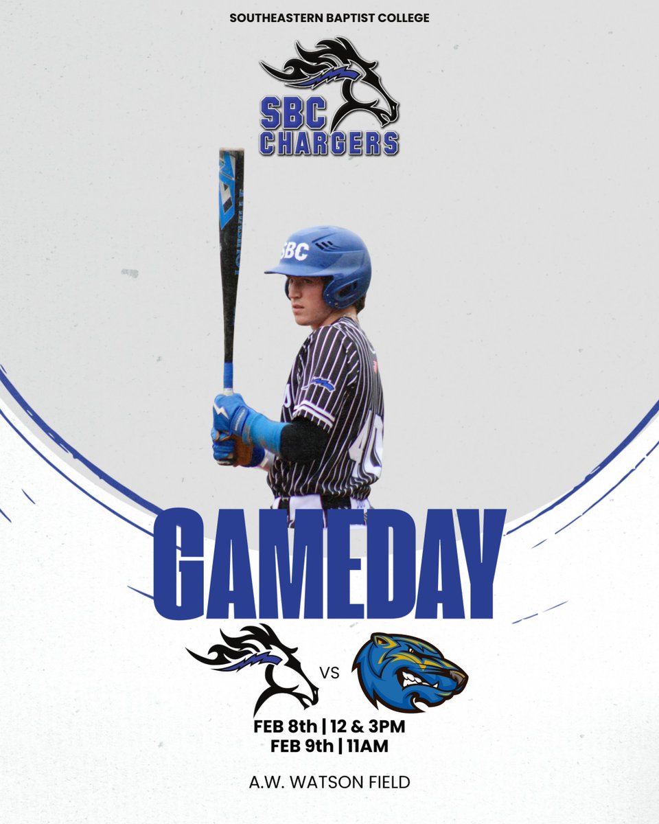 Lee Rich (@lee_rich1) on Twitter photo Tomorrow 2/8 Home Opener
A.W. Watson Field - Laurel, MS #GameDay #chargers <a href="/SBCathletics_/">Southeastern Baptist College Athletics</a> <a href="/wdam/">WDAM 7</a> <a href="/CityofLaurelMS/">City of Laurel</a> <a href="/LaurelLeaderCal/">Laurel Leader Call</a> <a href="/SuperTalkWLAU/">SuperTalk Laurel 99.3</a> Tomorrow 2/8 Home Opener
A.W. Watson Field - Laurel, MS #GameDay #chargers <a href="/SBCathletics_/">Southeastern Baptist College Athletics</a> <a href="/wdam/">WDAM 7</a> <a href="/CityofLaurelMS/">City of Laurel</a> <a href="/LaurelLeaderCal/">Laurel Leader Call</a> <a href="/SuperTalkWLAU/">SuperTalk Laurel 99.3</a>
