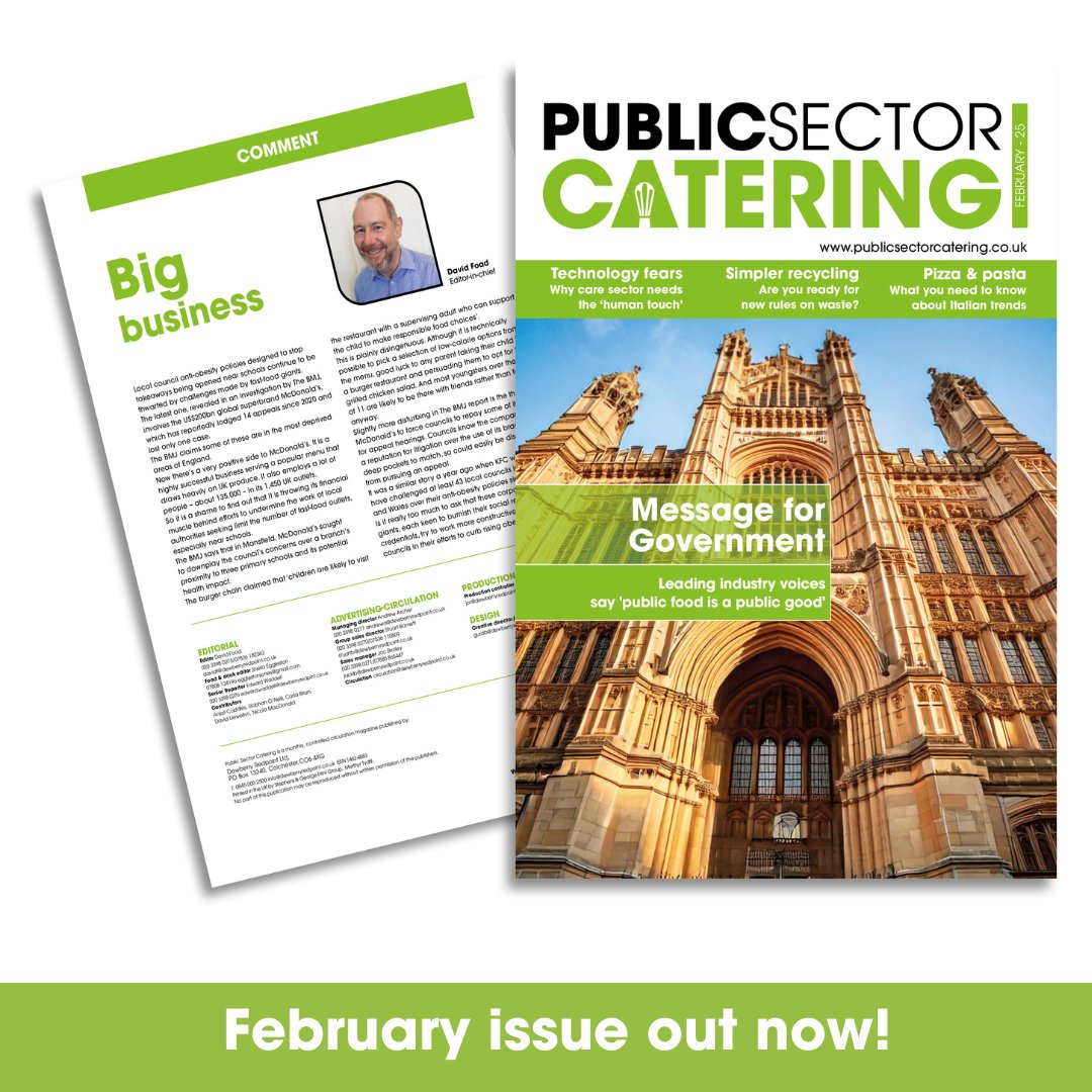 The February issue of #PSCMagazine is online now!

Don't miss out on all the latest news and updates from across the sector - read online here: publicsectorcatering.co.uk/magazine/archi…

#PublicSector #PublicSectorCatering #News #PublicFood