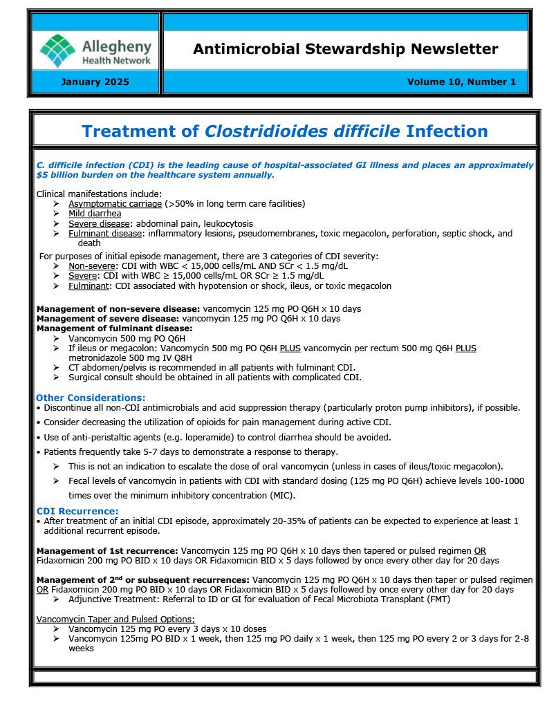 AHNidccm's tweet photo. Check out our ASP Team’s latest newsletter! 

💊🦠🆔 #idccm #IDCCM #InfectiousDisease #CriticalCareMedicine #ASP #AntimicrobialStewardship #IDforMe https://t.co/4UFffySh8y
