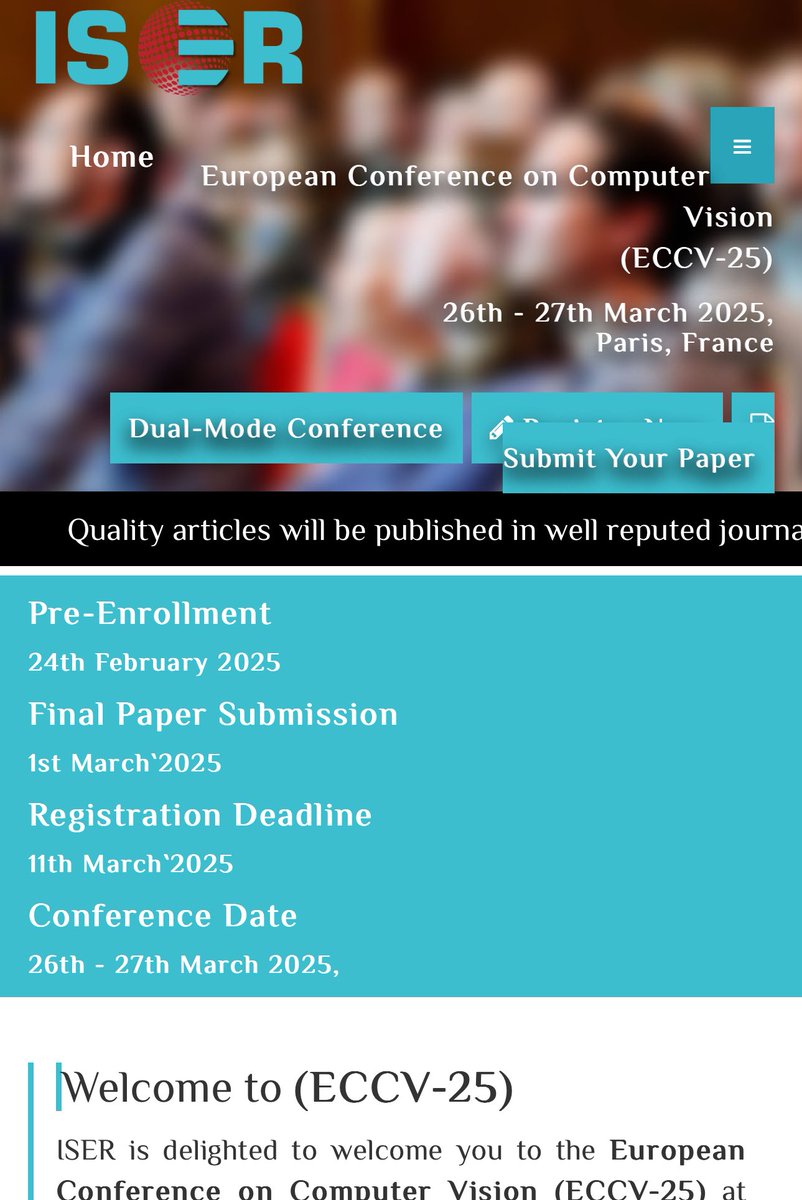 Be careful, this is NOT ECVA’s ECCV conference.  The next ECCV is #ECCV2026.

The official webpage is hosted: eccv.ecva.net/Conferences/20…