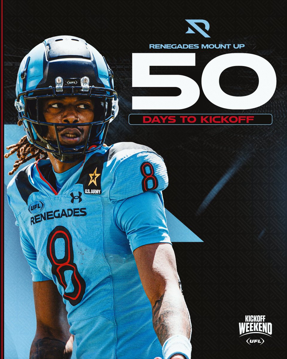 T-minus 50 days to kickoff in Arlington 📆
🎟️ uflrenegades.com/tickets