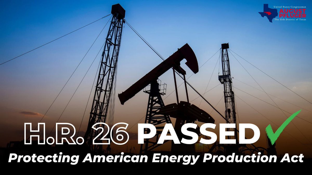 PASSED☑️ 

My bill to prohibit any federal ban on the use of hydraulic fracturing just passed the U.S. House. 

When President Biden took office, his administration took a 'whole of government' approach to wage war on American energy production, pandering to woke environmental