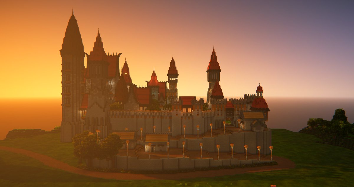 MaidenVampire's tweet photo. probably one of my best builds so far Castle RoseThorn, and it is just gonna keep getting better and better as time goes on as the city expands around this castle i hope you all like this build here it is from multiple times of day ❤️ https://t.co/3KUWQbelIs