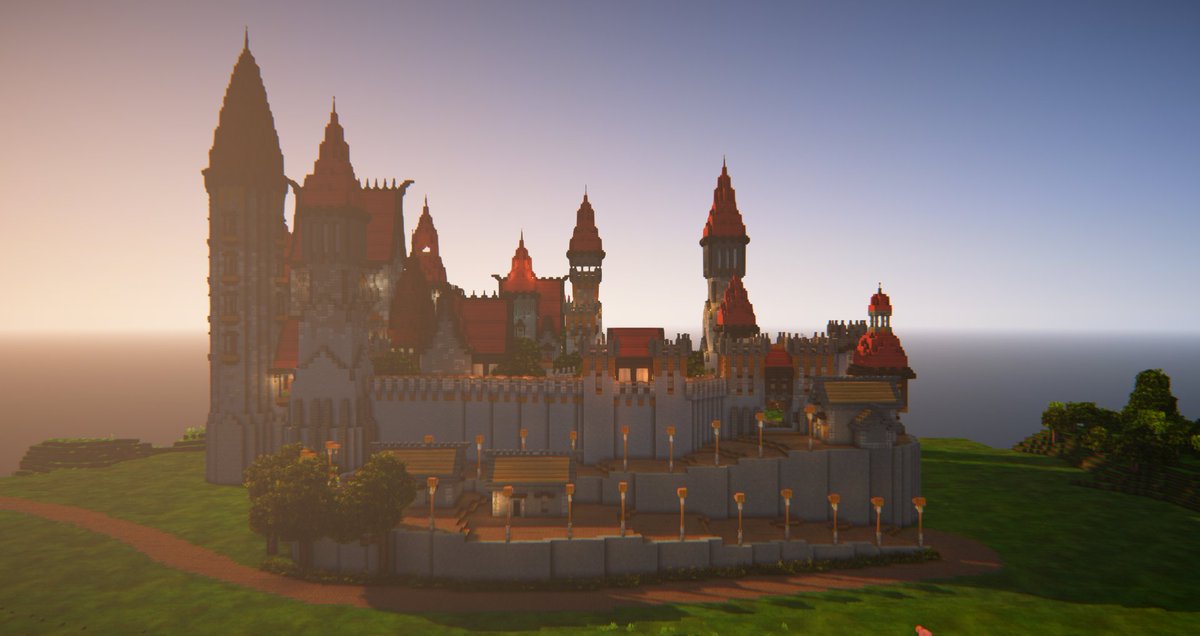 MaidenVampire's tweet photo. probably one of my best builds so far Castle RoseThorn, and it is just gonna keep getting better and better as time goes on as the city expands around this castle i hope you all like this build here it is from multiple times of day ❤️ https://t.co/3KUWQbelIs