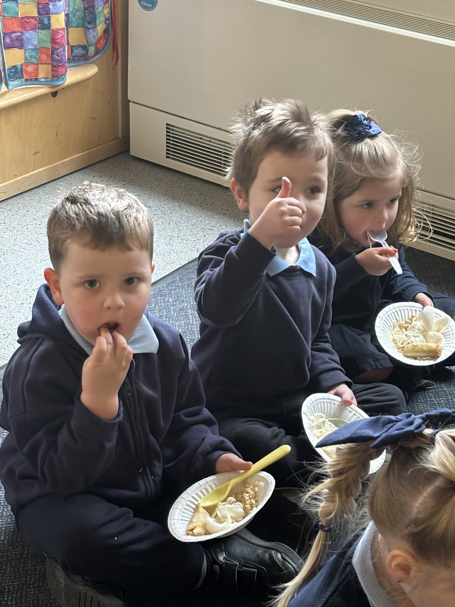 In Nursery we have been learning about Lunar New Year. We have applied the skills we have been developing in provision to make decorations and a dragon head. We played instruments to accompany our Dragon dance and tried some Chinese food #SharlstonEYFS