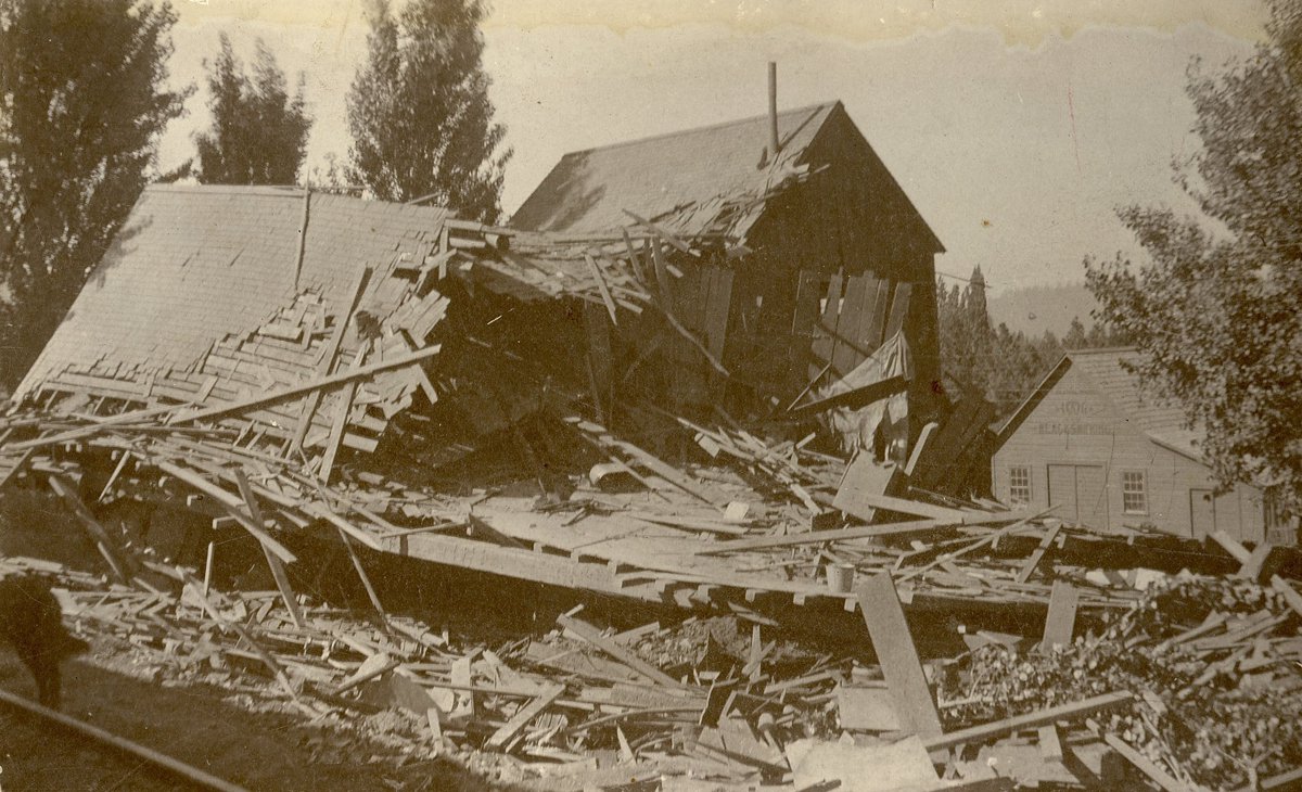 Aftermath of a Locomotive Engine Explosion in Dutch Flat

c. 1898

The Faller Hotel was destroyed and three people on the train were killed. Several people inside the Faller Hotel were injured, some severely, but all survived their wounds.