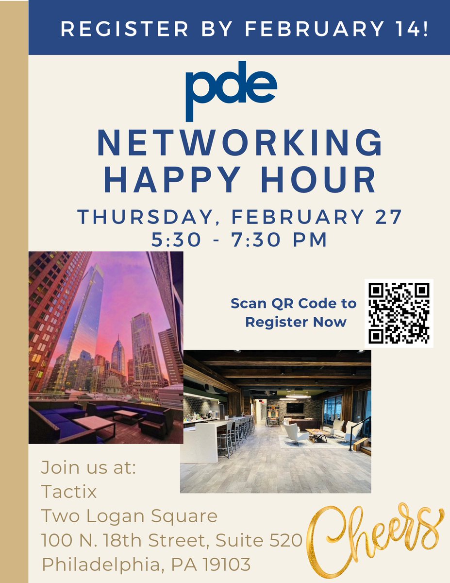 Registration for our February Happy Hour ends in one week! Sign up now at forms.gle/5RNcx8JwFpBgNu… to secure your spot. Interested in a company spotlight? Email pdetrade@comcast.net to learn about sponsorship opportunities.
