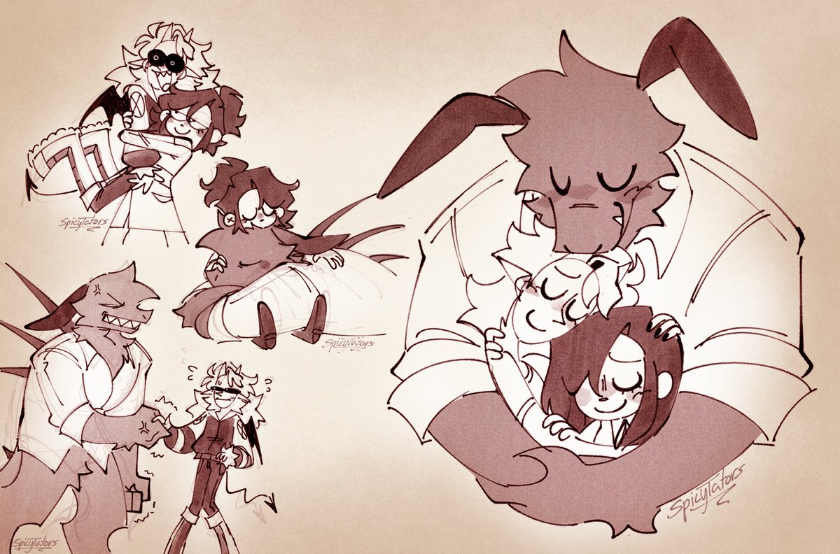 little doodles of my three main guys for one my wip series😋