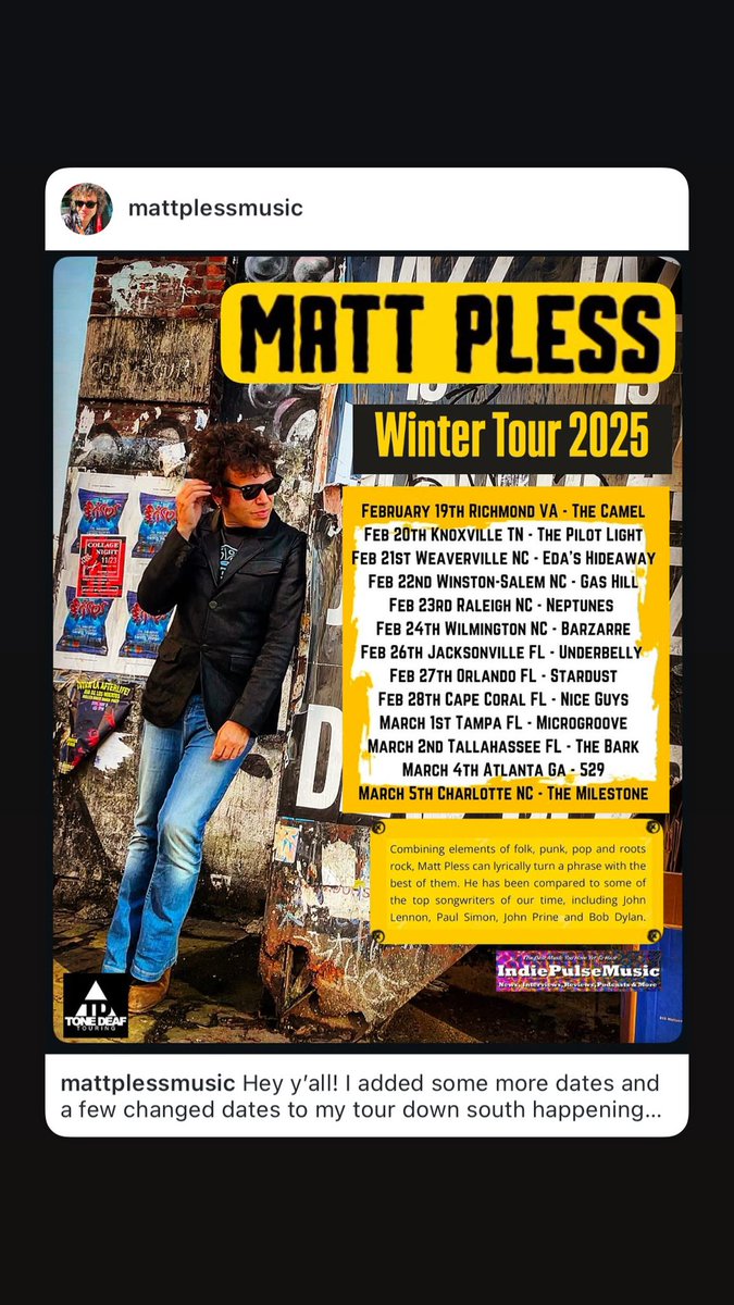 Come see me on tour this February and March! #eastcoast #folkpunk #touring #bobdylan