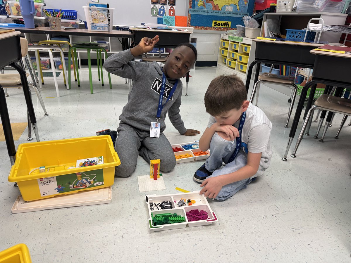 CREDolphins's tweet photo. CRE's 1st Grade Dolphins loving Legos today!!!  Teamwork is an essential part of academic success with some fun mixed in!! https://t.co/ZcajBy9pEy