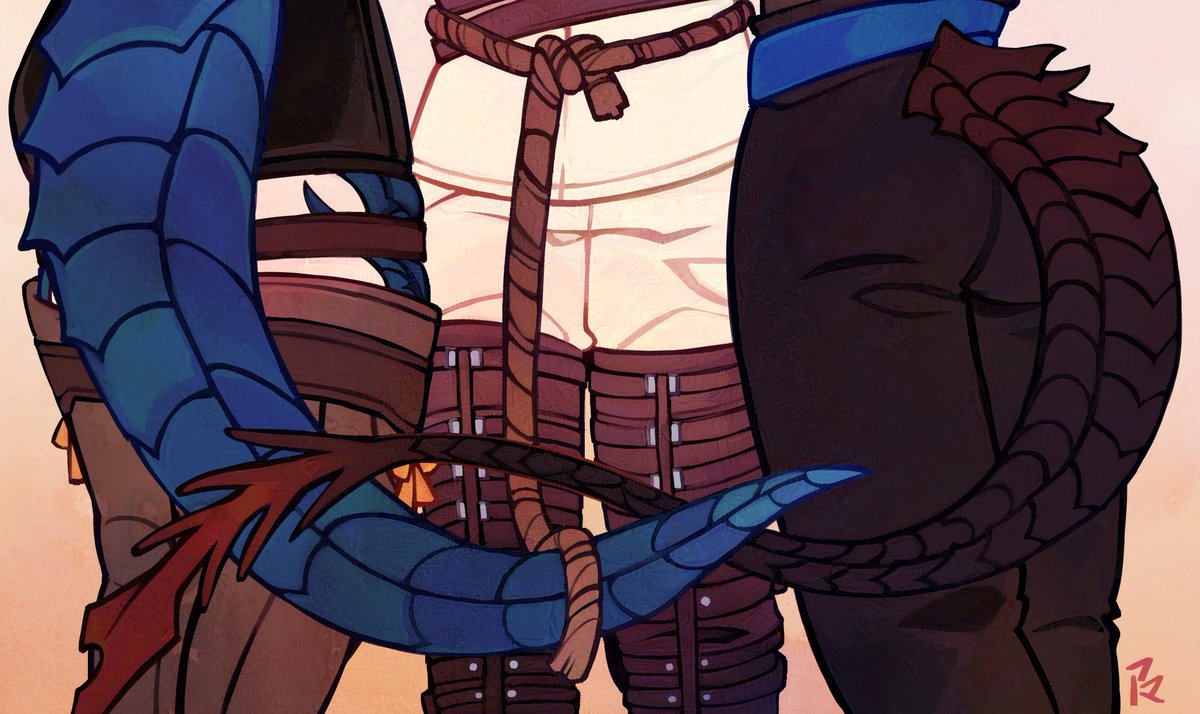 ama_aarts's tweet image. Do you also have that issue where you're the only non-tailed one in your relationship and use a rope to be part of the tail hugs with your lizard partners?

#FFXIVART