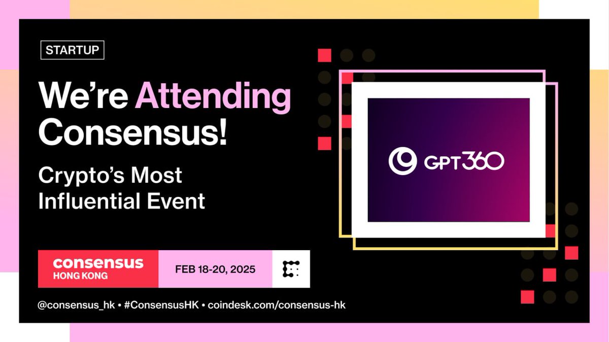 GPT360_Official's tweet photo. 🌐 𝐆𝐏𝐓𝟑𝟔𝟎 𝐓𝐞𝐚𝐦 𝐚𝐭 𝐂𝐨𝐧𝐬𝐞𝐧𝐬𝐮𝐬 𝟐𝟎𝟐𝟓! 🌐

We are excited to announce that the 𝐆𝐏𝐓𝟑𝟔𝟎 team will be attending one of the most anticipated events of the year — @consensus2025 ! This is a unique opportunity for us to expand our horizons, strengthen connections in the Web3 space, and dive into the cutting-edge technologies that are shaping the future of digital ecosystems.

𝐖𝐡𝐚𝐭 𝐚𝐫𝐞 𝐰𝐞 𝐩𝐥𝐚𝐧𝐧𝐢𝐧𝐠?

▪️ 𝐍𝐞𝐭𝐰𝐨𝐫𝐤𝐢𝐧𝐠 — strengthening relationships with industry leaders, partners, and cryptocurrency enthusiasts.
▪️ 𝐄𝐱𝐩𝐥𝐨𝐫𝐢𝐧𝐠 𝐧𝐞𝐰 𝐭𝐞𝐜𝐡𝐧𝐨𝐥𝐨𝐠𝐢𝐞𝐬 — discovering innovations that will help us enhance the user experience and create a more powerful ecosystem.
▪️ 𝐏𝐫𝐞𝐩𝐚𝐫𝐢𝐧𝐠 𝐟𝐨𝐫 𝐓𝐆𝐄— refining our strategy for successful token launches and project growth.
▪️ 𝐒𝐡𝐨𝐰𝐜𝐚𝐬𝐢𝐧𝐠 𝐆𝐏𝐓𝟑𝟔𝟎 𝐄𝐜𝐨𝐬𝐲𝐬𝐭𝐞𝐦 𝐕𝐞𝐫𝐬𝐢𝐨𝐧 𝟐  — unveiling new capabilities of our platform for continued success and growth in Web3.

We strive to be at the heart of technological change, and Consensus is the perfect stage to showcase our strategy and mission. We look forward to new ideas, inspiration, and of course, strengthening our position in the Web3 market!

✉️ Contact us to meet and discuss potential collaboration!

𝐒𝐭𝐚𝐲 𝐜𝐨𝐧𝐧𝐞𝐜𝐭𝐞𝐝 𝐰𝐢𝐭𝐡 𝐮𝐬 — 𝐭𝐡𝐞 𝐟𝐮𝐭𝐮𝐫𝐞 𝐬𝐭𝐚𝐫𝐭𝐬 𝐡𝐞𝐫𝐞!🚀

#GPT360 #ConsensusHK #CoinDesk #Web3 #Crypto #BlockchainRevolution #Event #HongKong #Chaterium